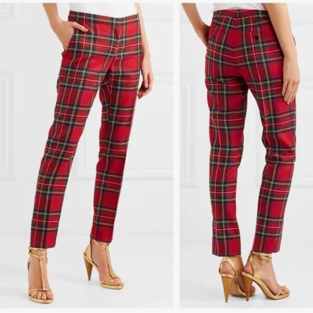 NWT—Burberry Red Plaid Tartan Pants